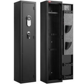 Gun Safe, Heavy Duty Cold-Rolled Steel Fireproof Rifle Cabinet with Fingerprint, Digital Keypad & Key, Large Long Gun Cabinet with Magazine and L